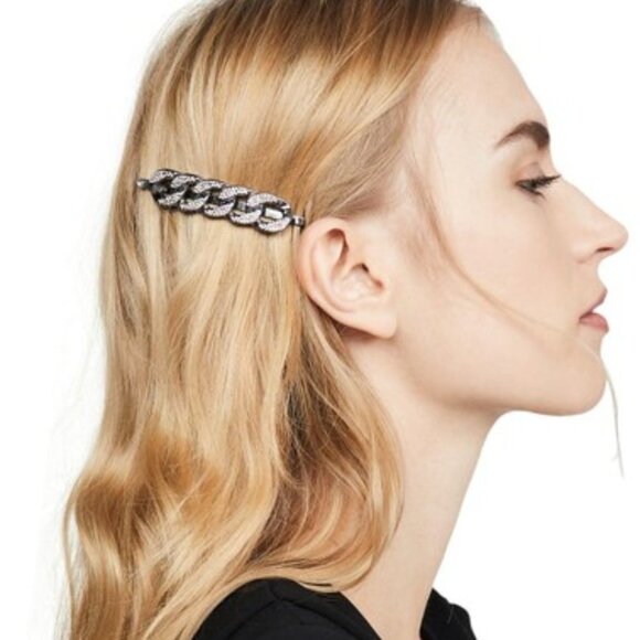 Lot of 2 Kitsch x Justine Marjan XL Hair Slides  Rhinestone Chain Bobby … - Picture 1 of 6